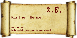 Kintner Bence névjegykártya